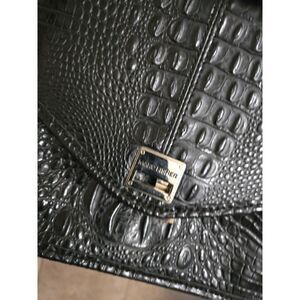 Marc Fisher Crocodile Embossed Black Handbag Long Strap Convertible Vegan Purse